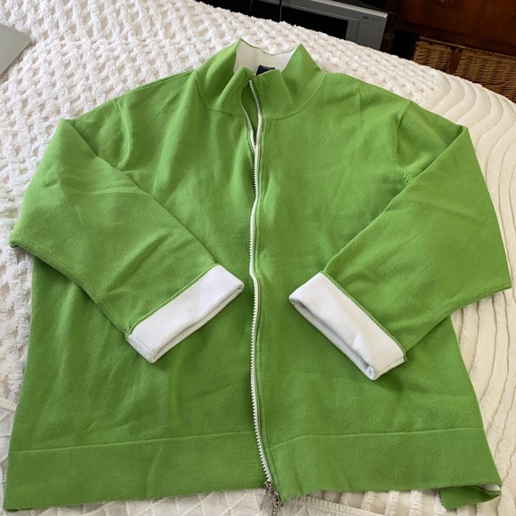 Jones New York 2x green zip up sweater - Picture 1 of 4